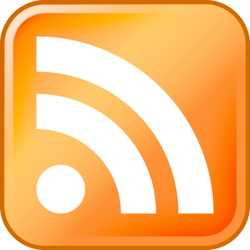 news feed symbol - orange background with white radio waves