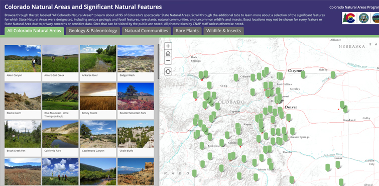 A screenshot of the CNAP Areas and Significant Features Interactive Map