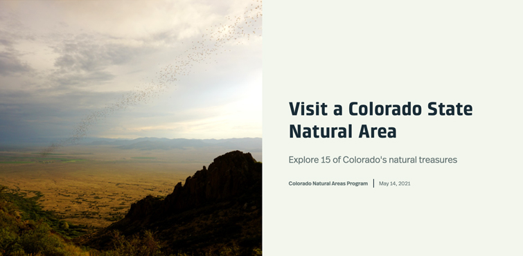 A screenshot of the Visit a Colorado State Natural Arera Interactive Map