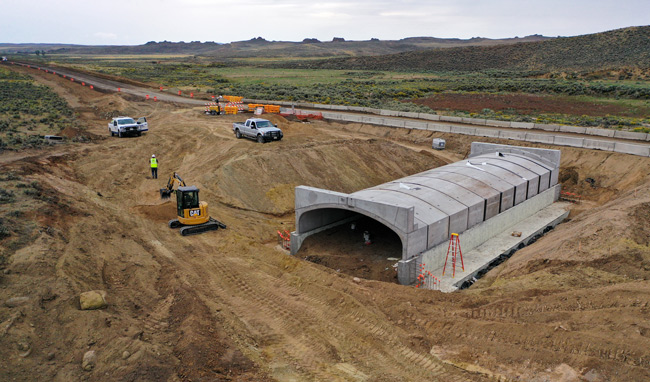 Construction on highway 13 wildlife underpass.