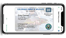 Example of fishing license front display on phone