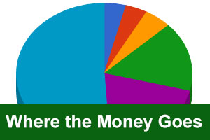 Where the money goes text and pie graph