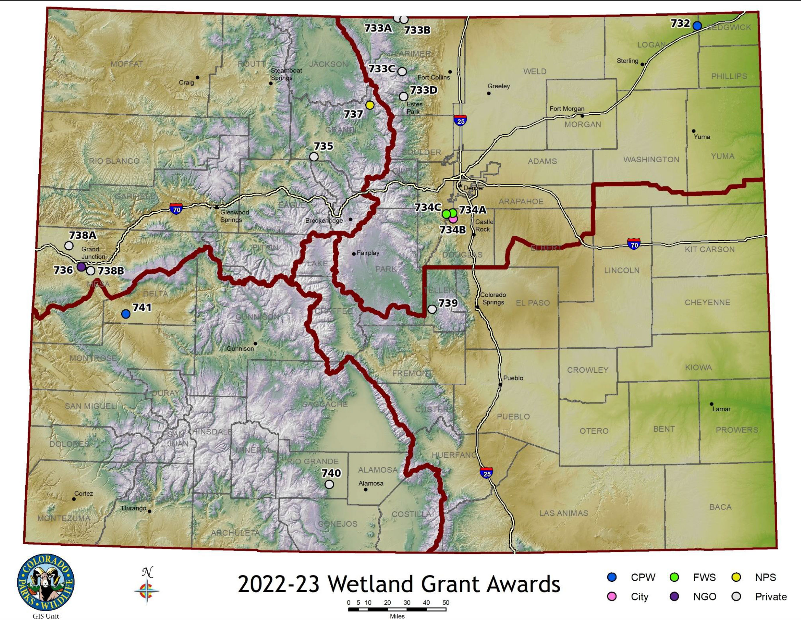 2022 - 2023 Wetland Grant Awards Map