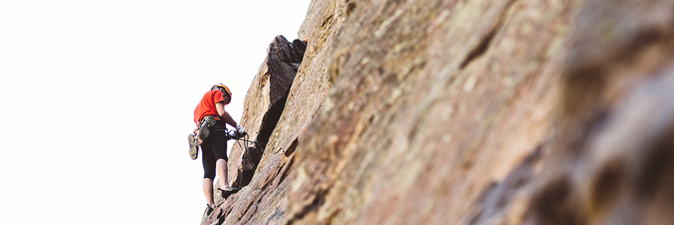 Rock climber at Eldorado State Park.