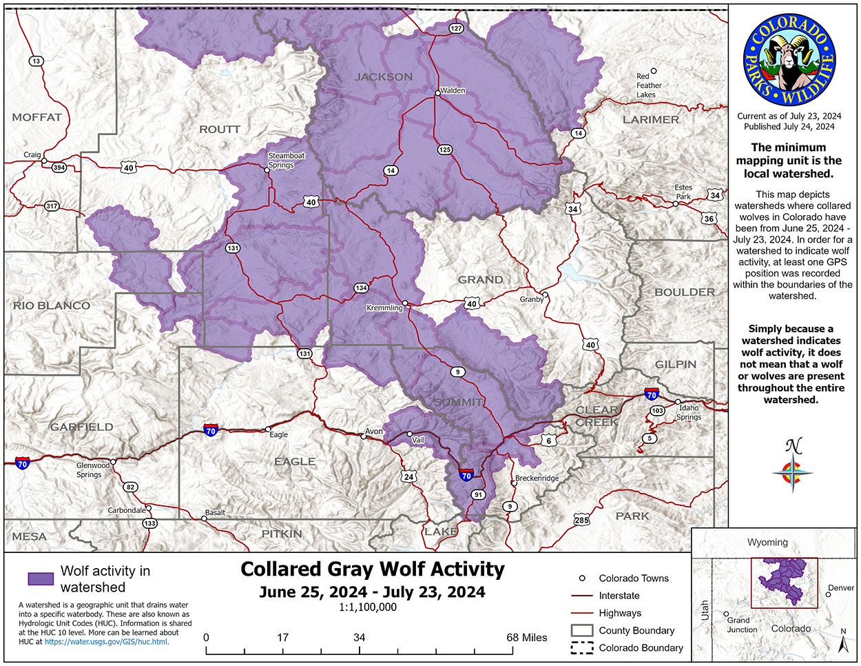 Collared Gray Wolf Activity Map