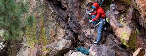 Man climbing at Eldorado Canyon.