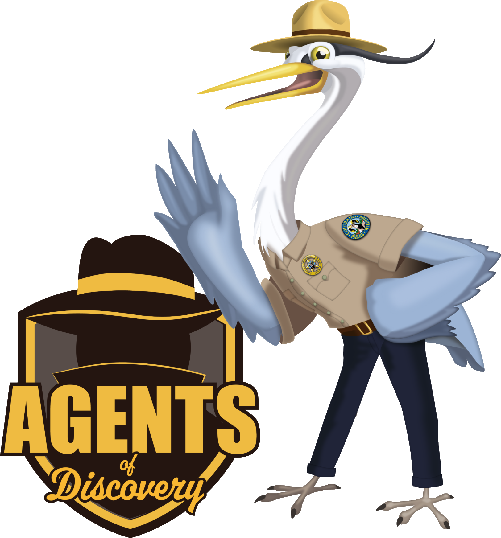 Agents of Discovery Logo with Blue Heron Agent