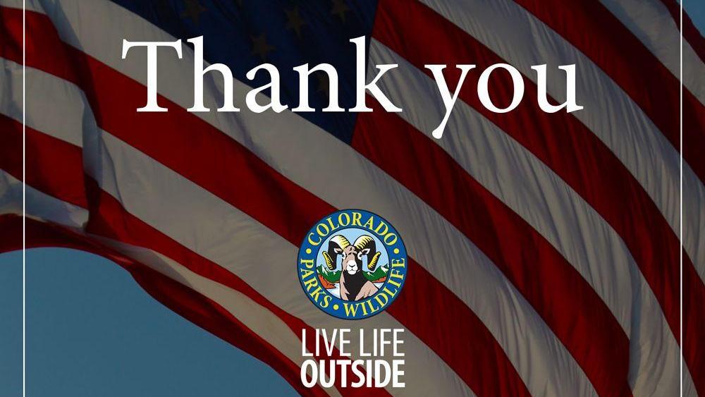 Flag graphic with Thank You text and CPW logo