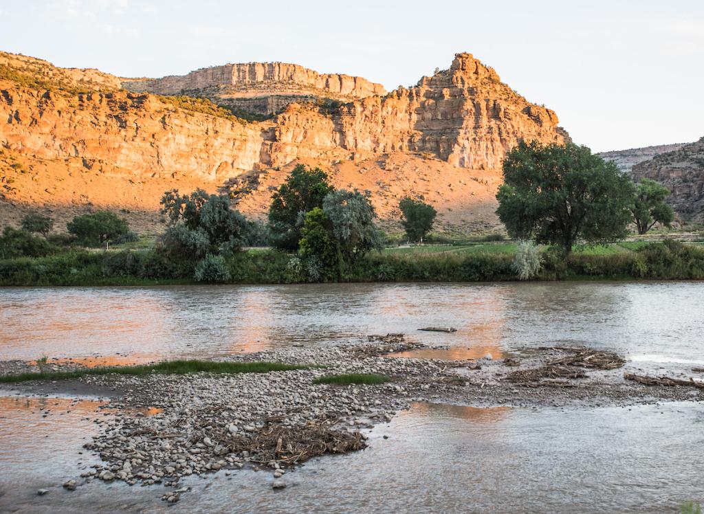 Colorado River with desert background