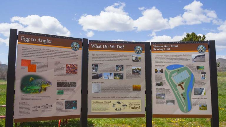 Informational signage at Bellvue-Watson Hatchery. Informational signage at Bellvue-Watson Hatchery.