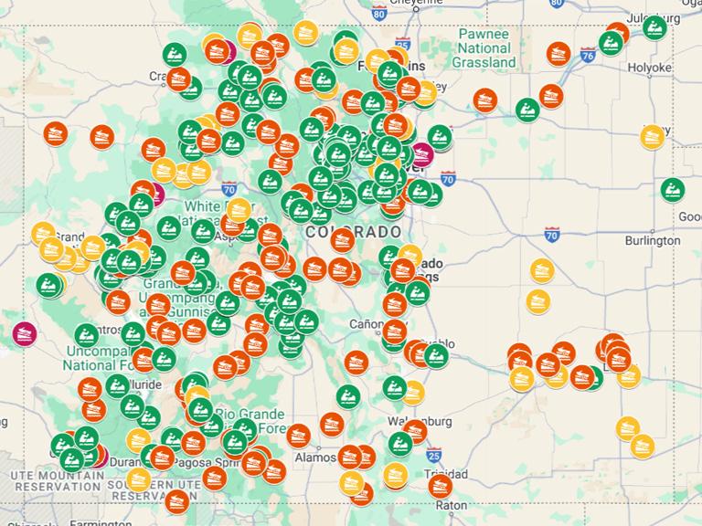 Boatable waters of Colorado as mapped by Colorado Parks & Wildlife Boatable waters of Colorado as mapped by Colorado Parks & Wildlife