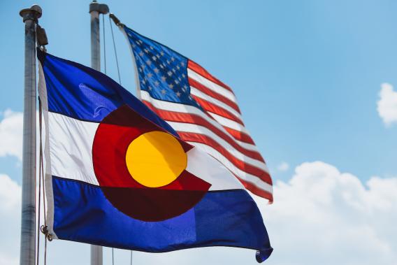Colorado flag and USA flag