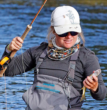 Flyfishing female with catch at Yampa River