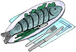 Fish on dinner plate clipart