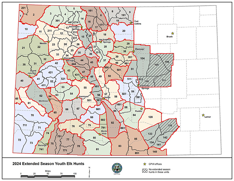 Youth Extended Elk season hunting Map