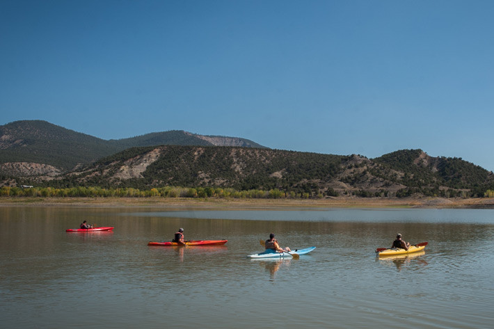 Four people kayaking 