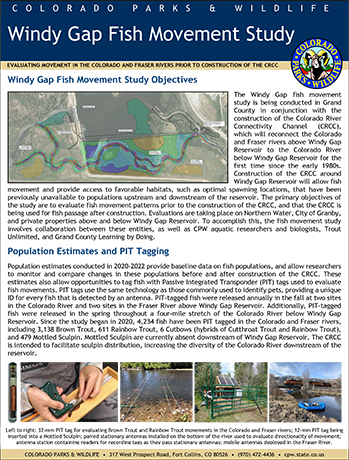 Windy Gap Fish Movement Study Fact Sheet cover