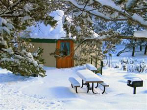 Ridgway State Park yurt in winter