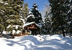 Camper Cabin outside in winter